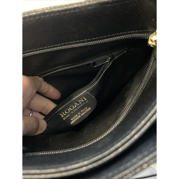 ROGANI Black Italian leather bag Gold Buckle Vintage Authentic Italy - Picture 7 of 13